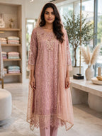Malai 3 Piece Suit Net Maxi with Net Dupatta