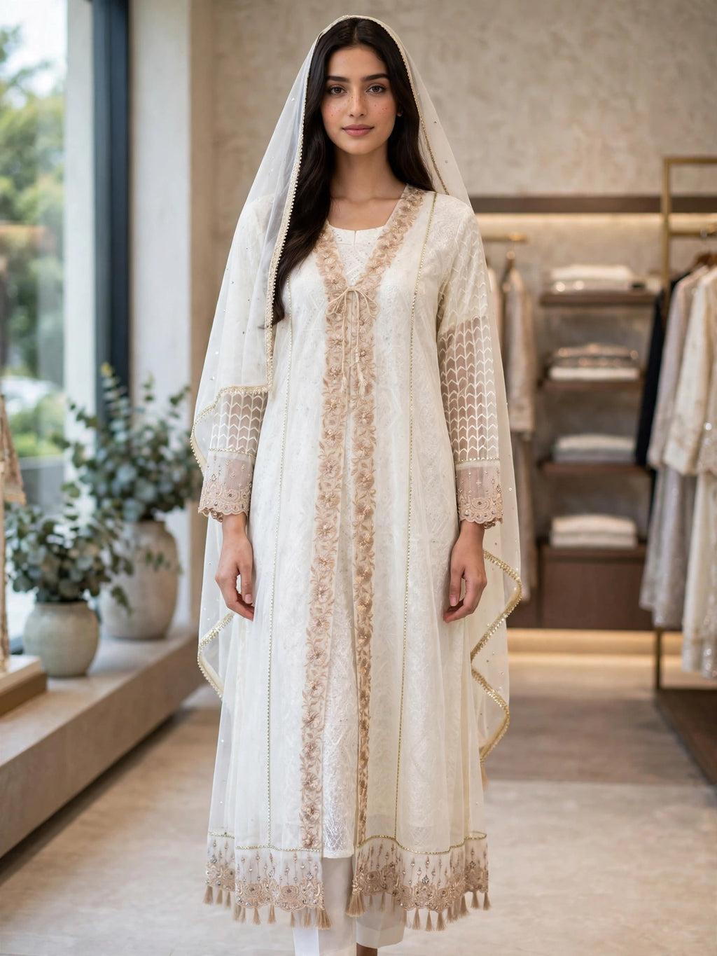 Malai 3 Piece Suit Net Maxi with Net Dupatta