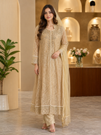 Malai 3 Piece Suit Net Maxi with Net Dupatta