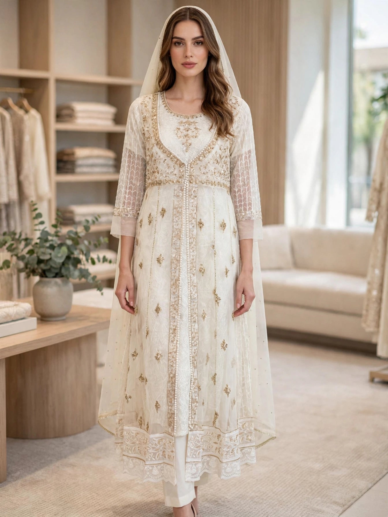 Malai 3 Piece Suit Net Maxi with Net Dupatta