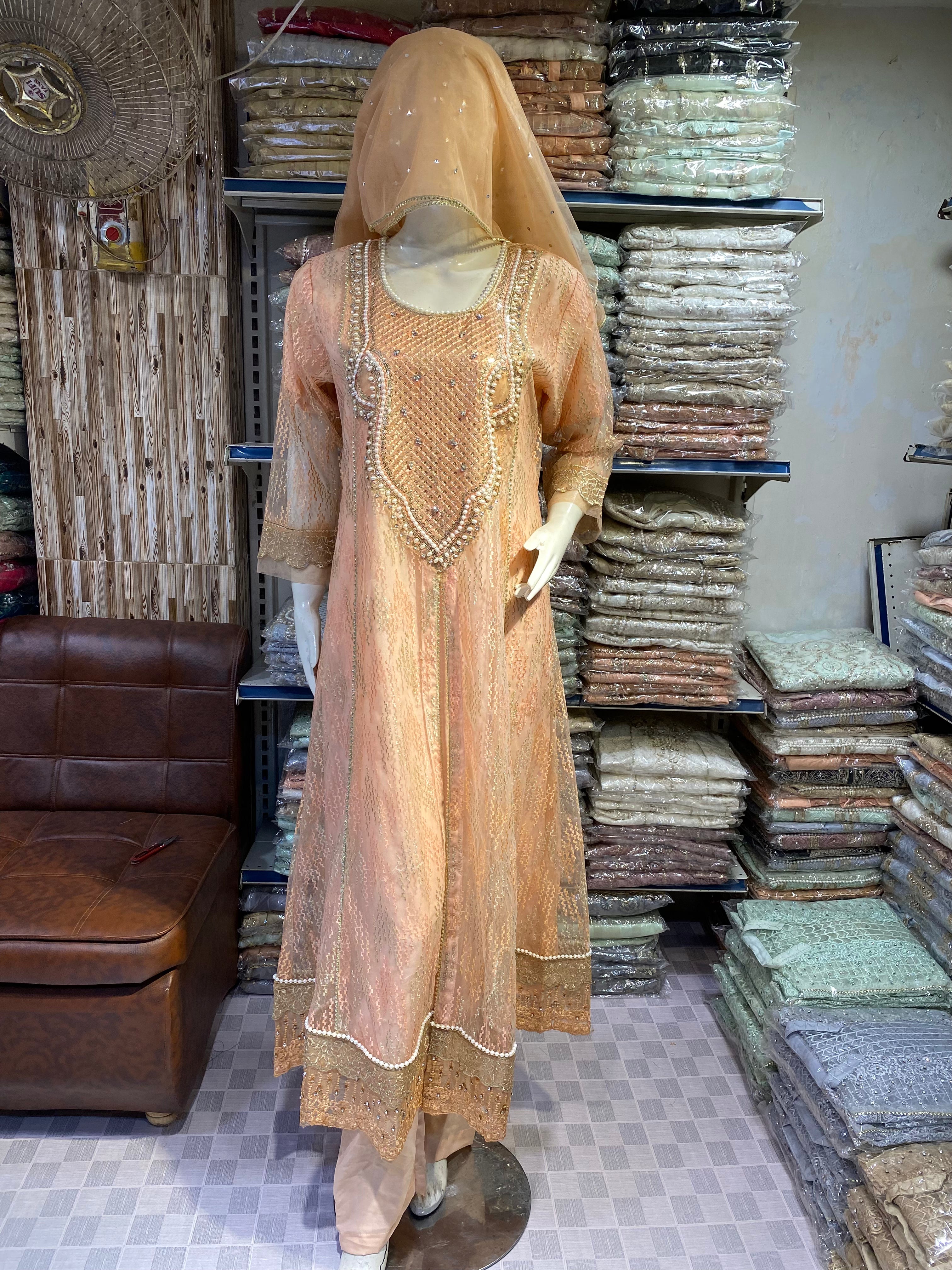Elegent pearl work maxi, As a complete 3pcs set, available in multiple colours, Bulk stock also.