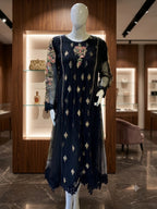 Malai 3 Piece Suit Butterfly Style Back Tail Maxi with Net Dupatta
