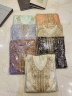 Luxury embroidered front open style maxi dress, available as a complete 3pcs set, in more colours,   Bulk also available.