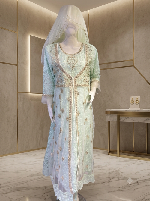 Elegent embroidered formal maxi, 3pcs ready to wear, Available in multiple colours, Bulk quantity available also.