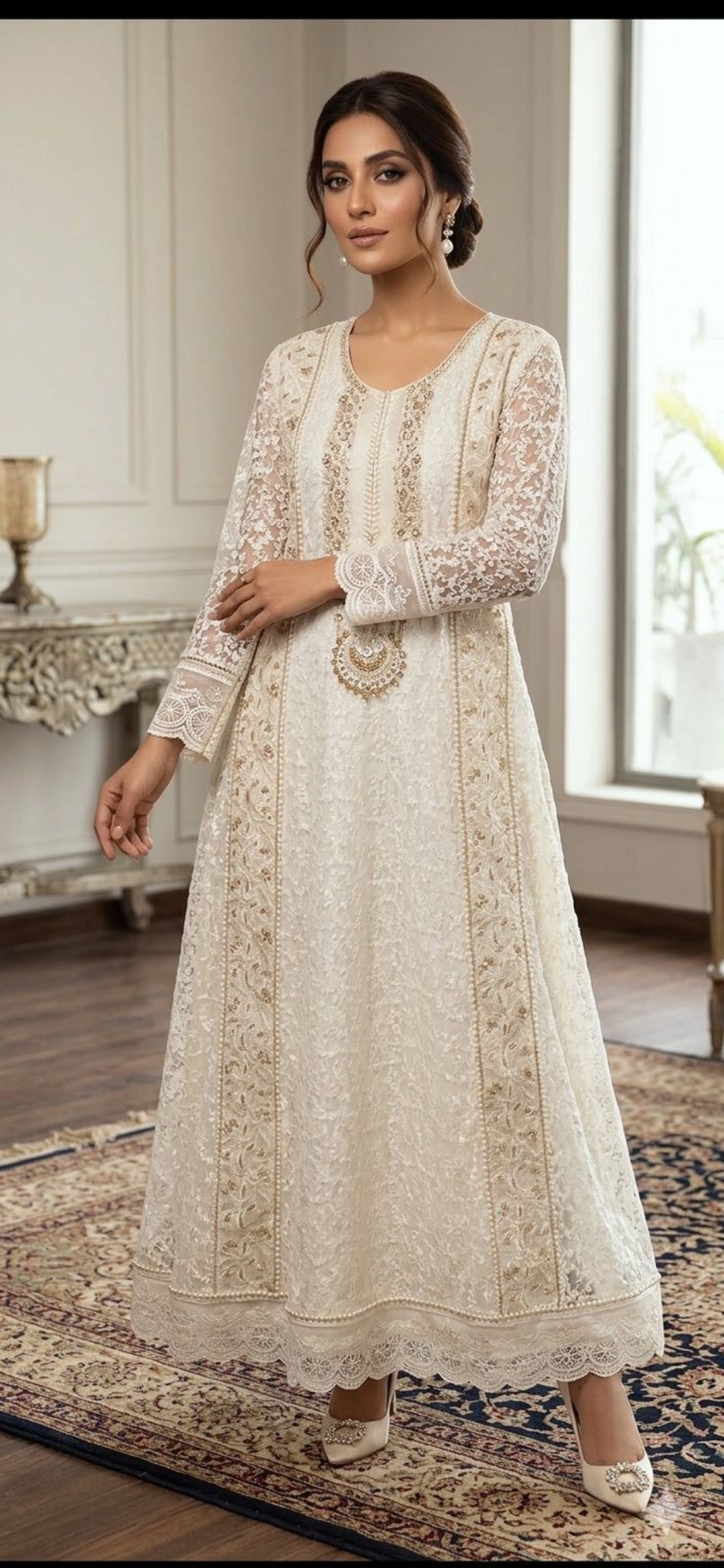 lvory Grace Embroidered maxi, As a complete 3pcs set, Available in multiple colours And quantity also