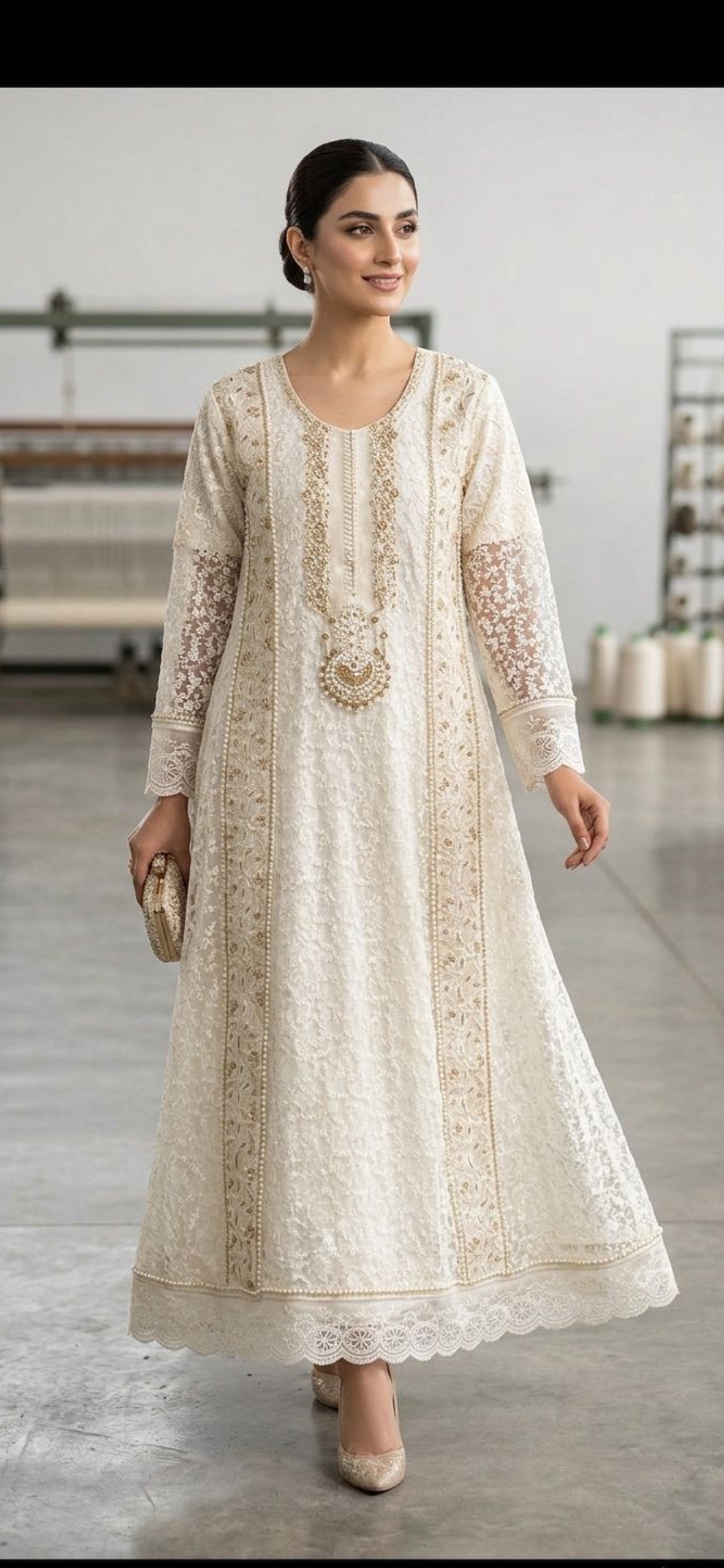 lvory Grace Embroidered maxi, As a complete 3pcs set, Available in multiple colours And quantity also