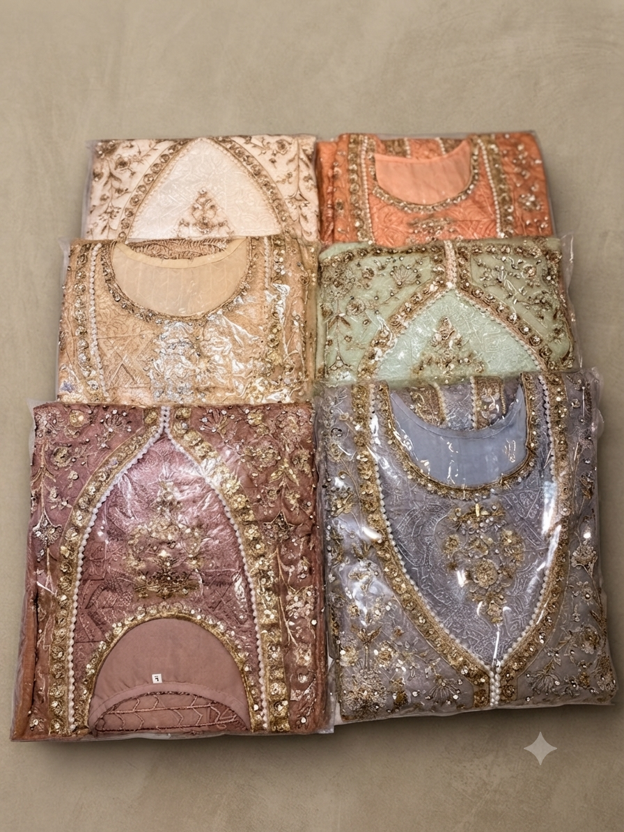Royal lvory pearl embellished maxi, As a complete 3pcs set, Multiple colours available, Bulk stock also.