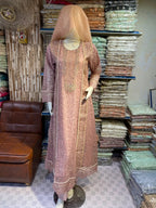 Malai 3 Piece Suit Front Open Net Maxi with Net Dupatta