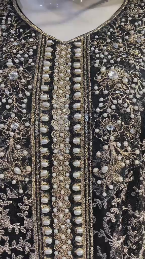 Malai 3 Piece Suit Front Open Net Maxi with Net Dupatta