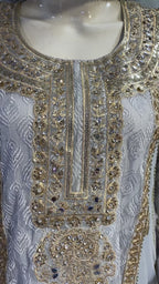 Elegent partywear embroidered maxi, with a complete 3pcs set, available in multiple colours, bulk quantity available.